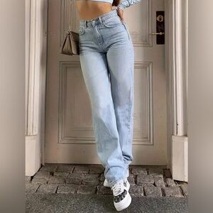 Light Washed Straight-Leg Jeans